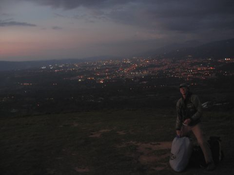 Russell packing up in the dark