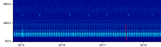 Spectrogram showing visually identified tag blips